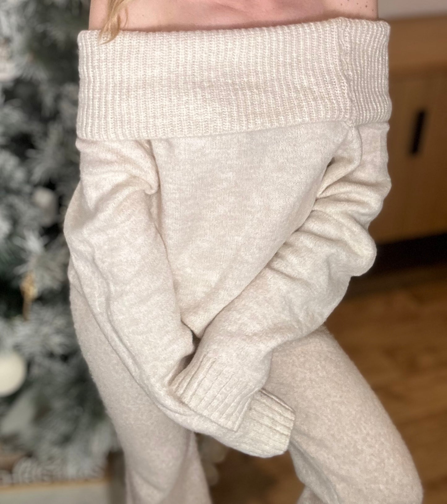 Pull bardot écru