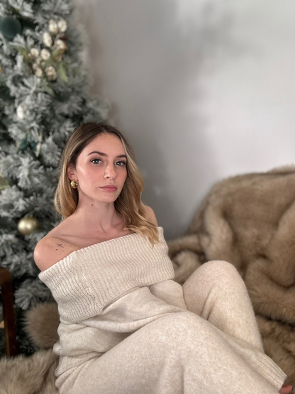 Pull bardot écru