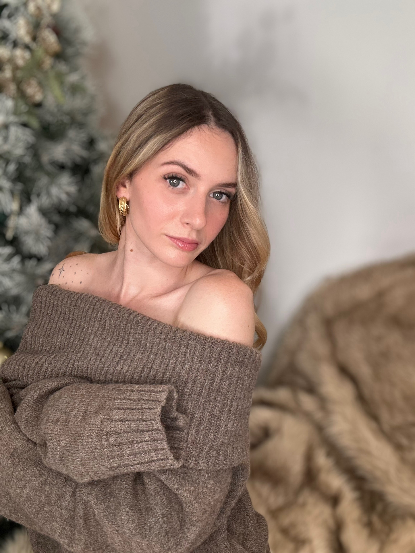 Pull bardot chocolat